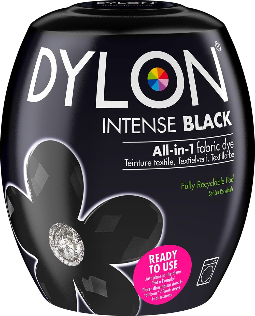 (Intense Black) - DYLON Machine Dye Pod, Intense Black, easy-to-use fabric colour for laundry, 350g