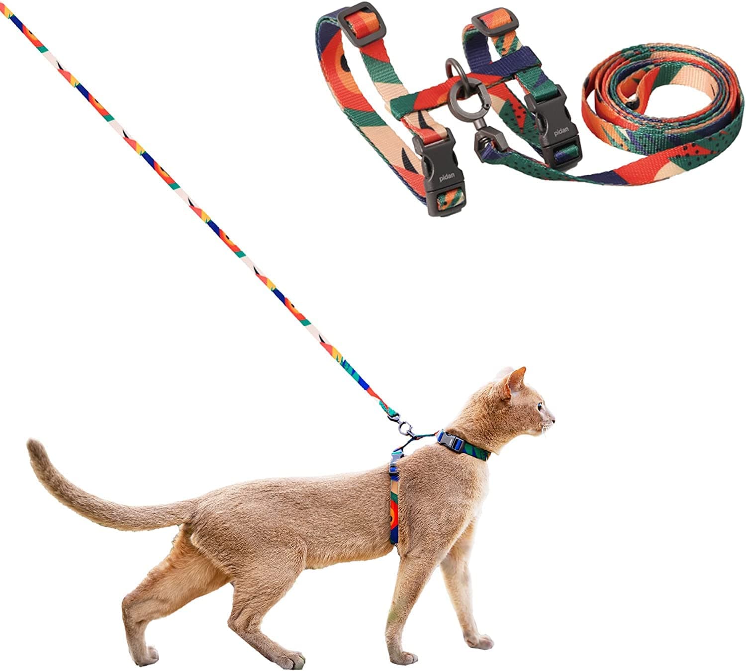 pidan Cat Harness and Leash Set, Cats Escape Proof - Adjustable Kitten Harness for Large Small Cats, Lightweight Soft Walking Travel Petsafe Harness（(Multicolor）