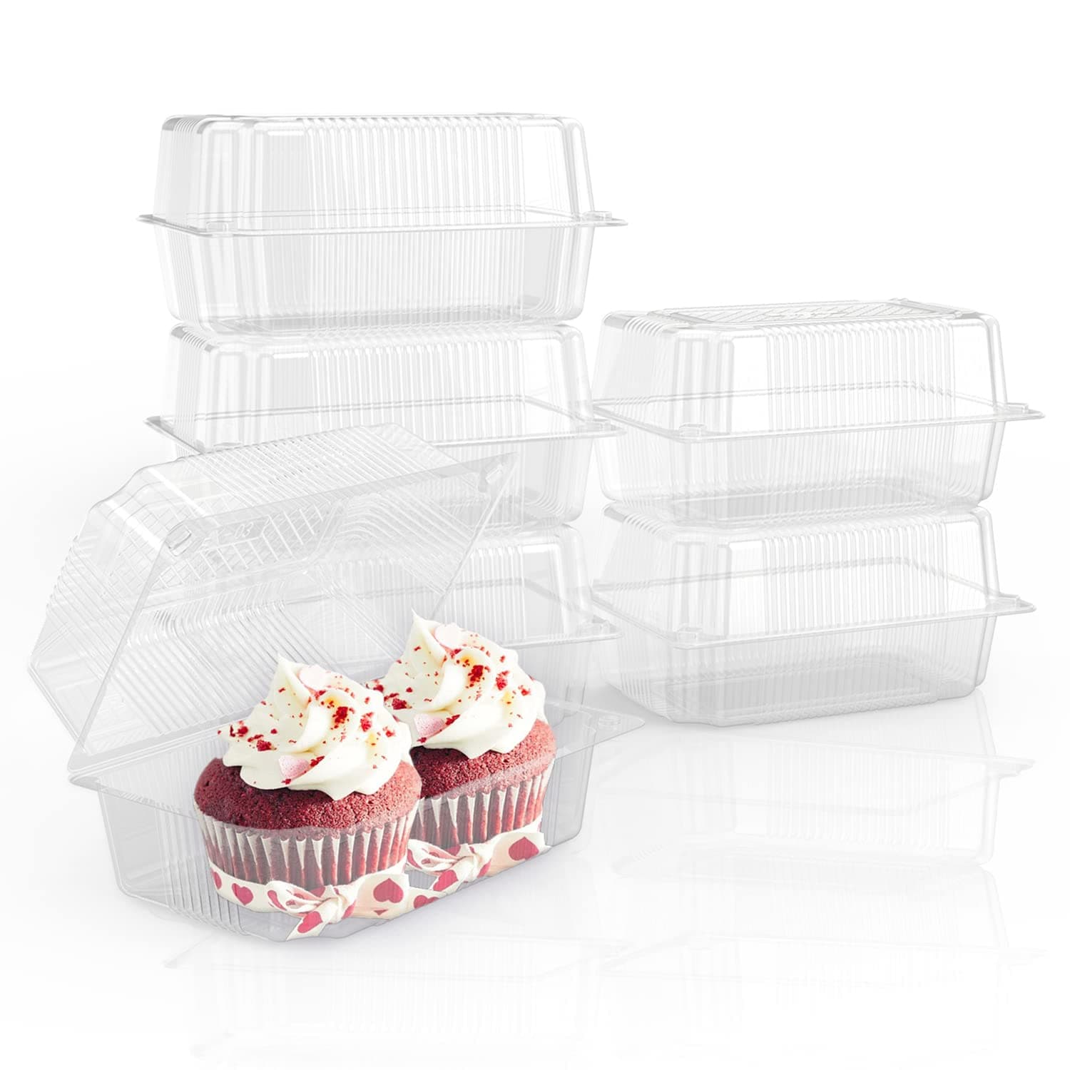 100 Pcs Clear Hoagie Container, 7.2 x 4.75 x 3.7 inch Plastic Hinged Food Container, Disposable Clamshell Take Out Food Containers for Salads, Hamburger, Fruit, Cake, Cookie, Sandwiches