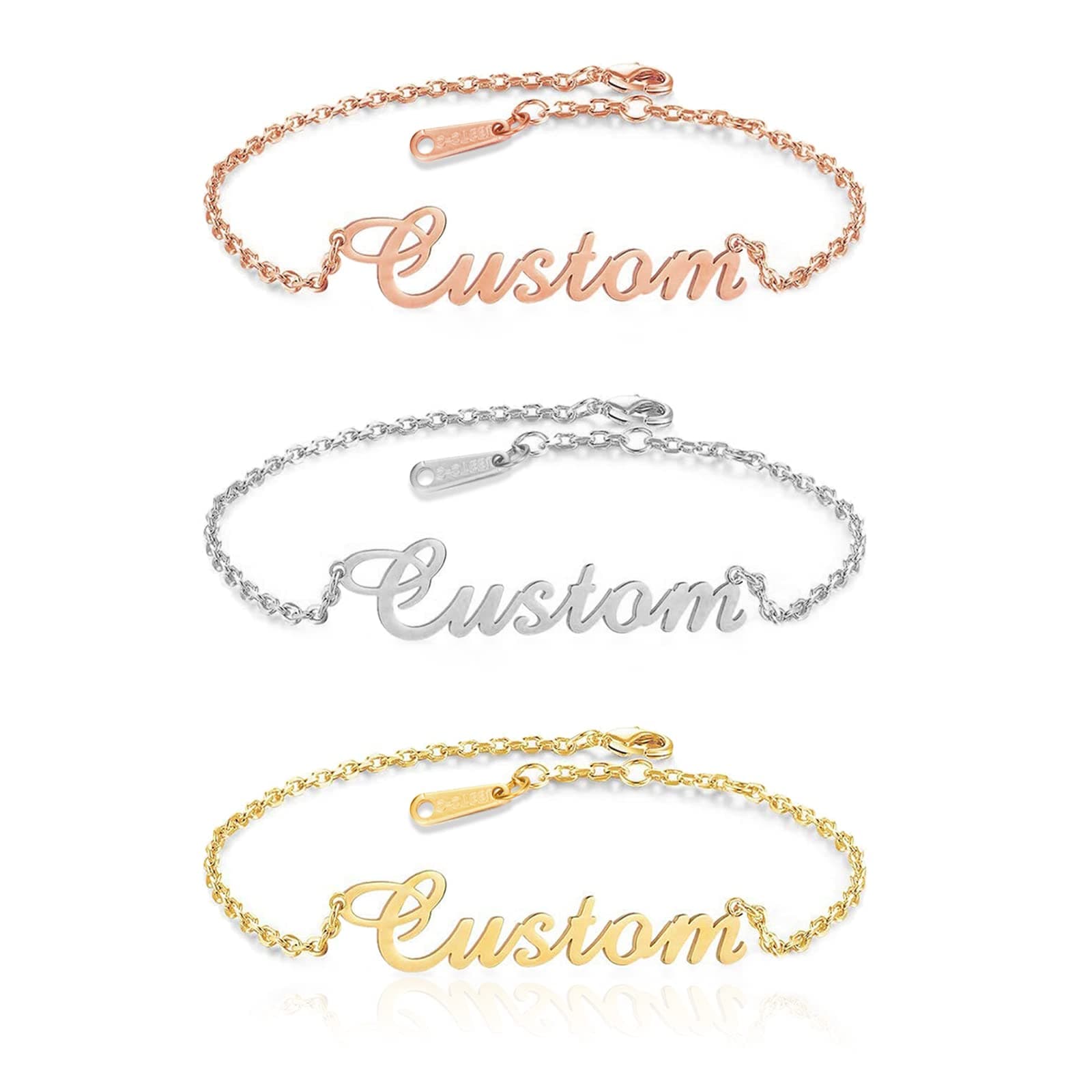 Custom Name Bracelets - 18K Gold Plated Adjustable Personalized Name Anklet Bracelets, Customized Jewelry Gift for Women Girlfriend