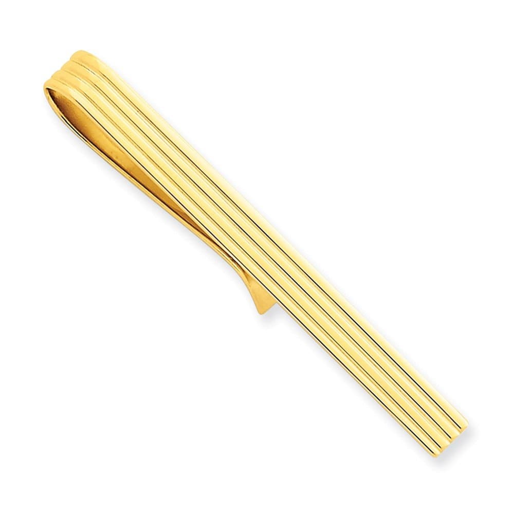 14k Yellow Gold Striped Tie Bar