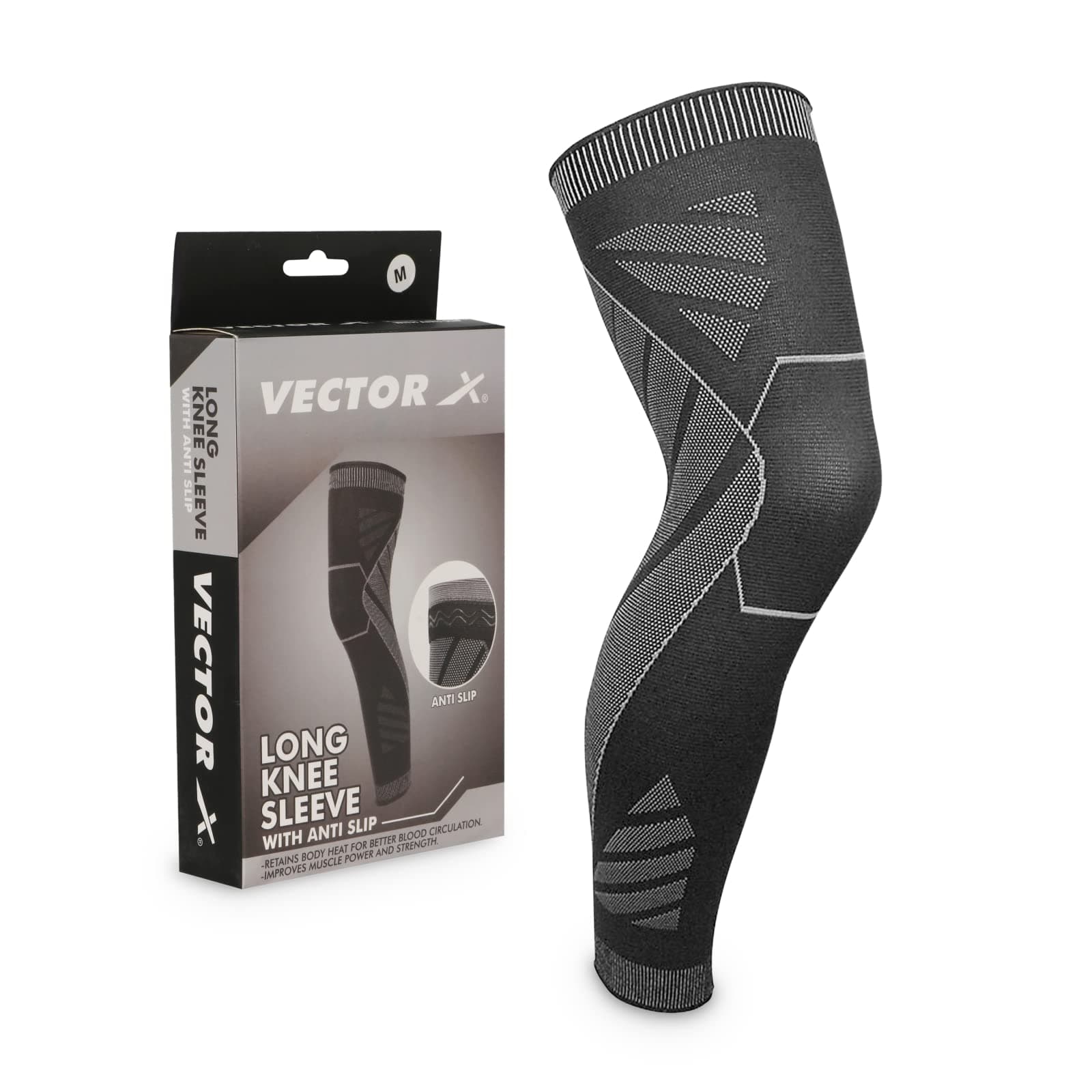Vector X Long Knee Sleeve with Anti Slip (Small), Multicolor (M)
