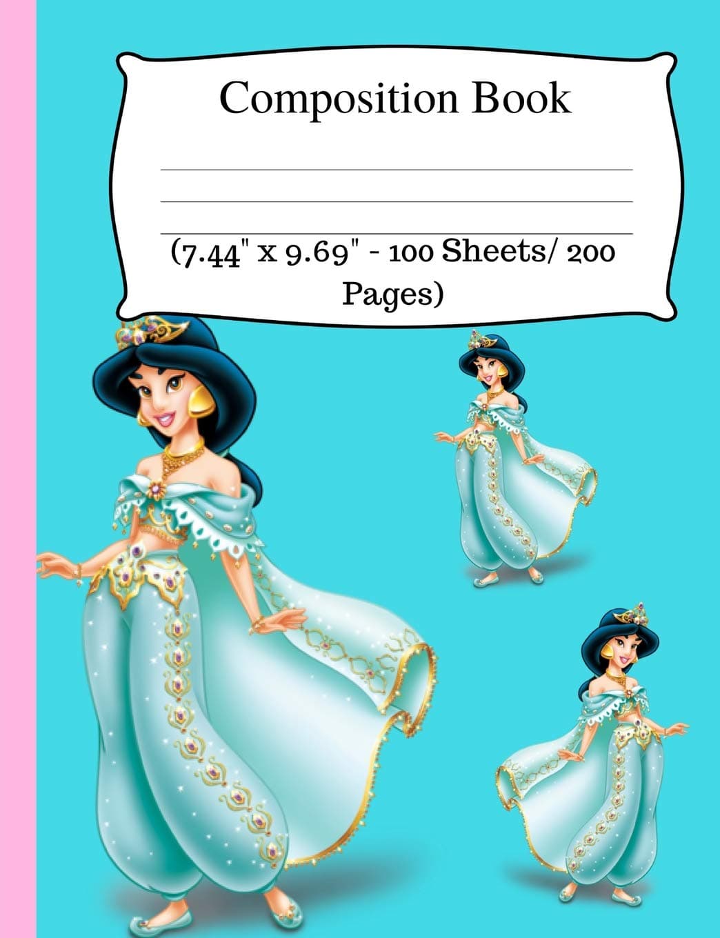 Composition Book: Cute Arabian Princess Notebook, Wide Ruled Composition Book for Kids, Cute Notebooks for School, Wide Ruled Lined Paper. (7.44" x ... 200 Pages), Pale Green Composition Notebook.