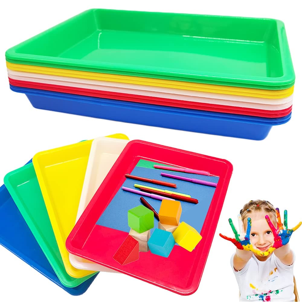 10 Pack Activity Plastic Art Trays,Arts and Crafts Organizer Tray Serving Trays for Home School DIY Craft,Beads,Slime,Toys,Painting,5 Colors