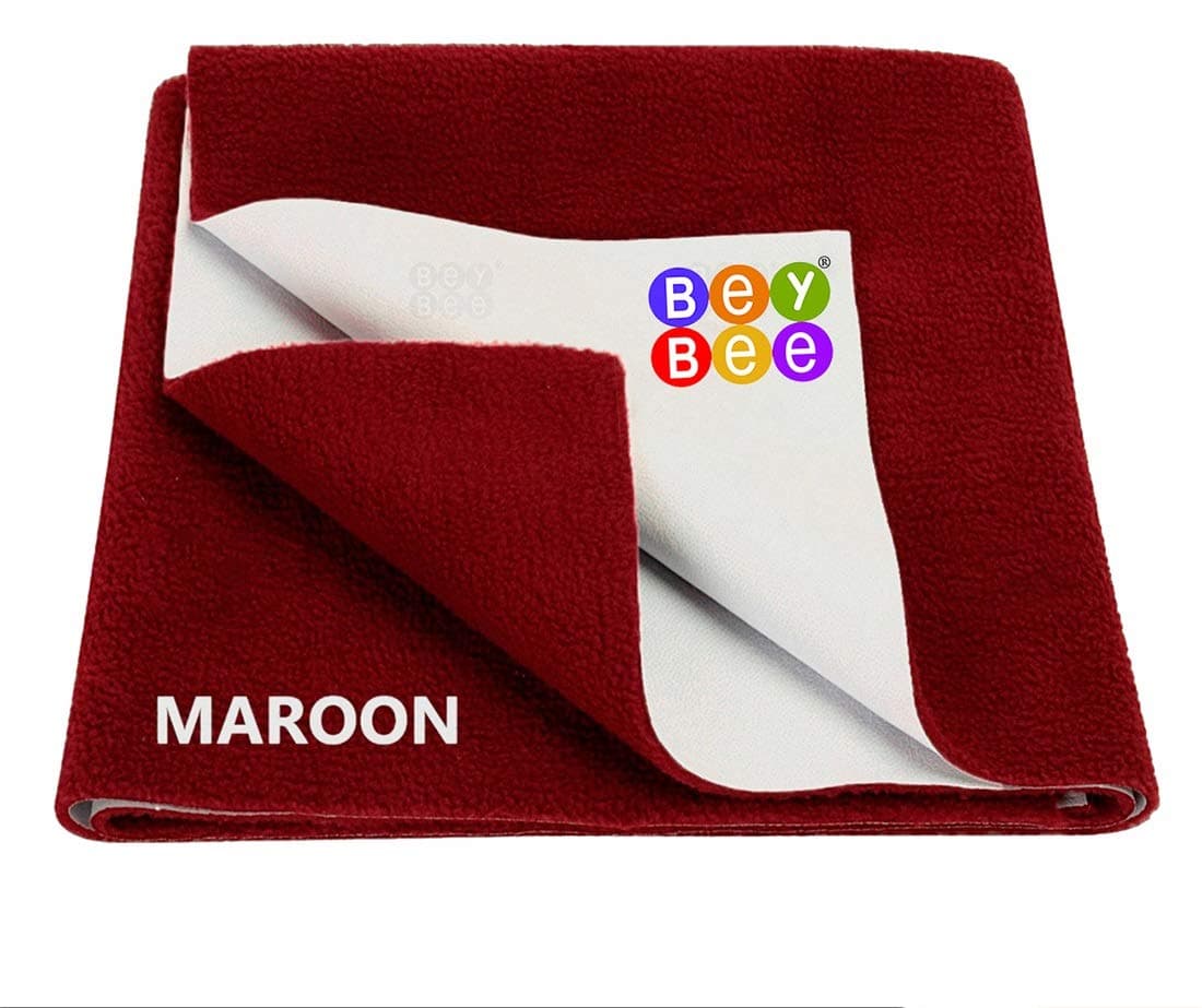 beybee Just Dry Waterproof Bed Protector Sheet (Large, Maroon)