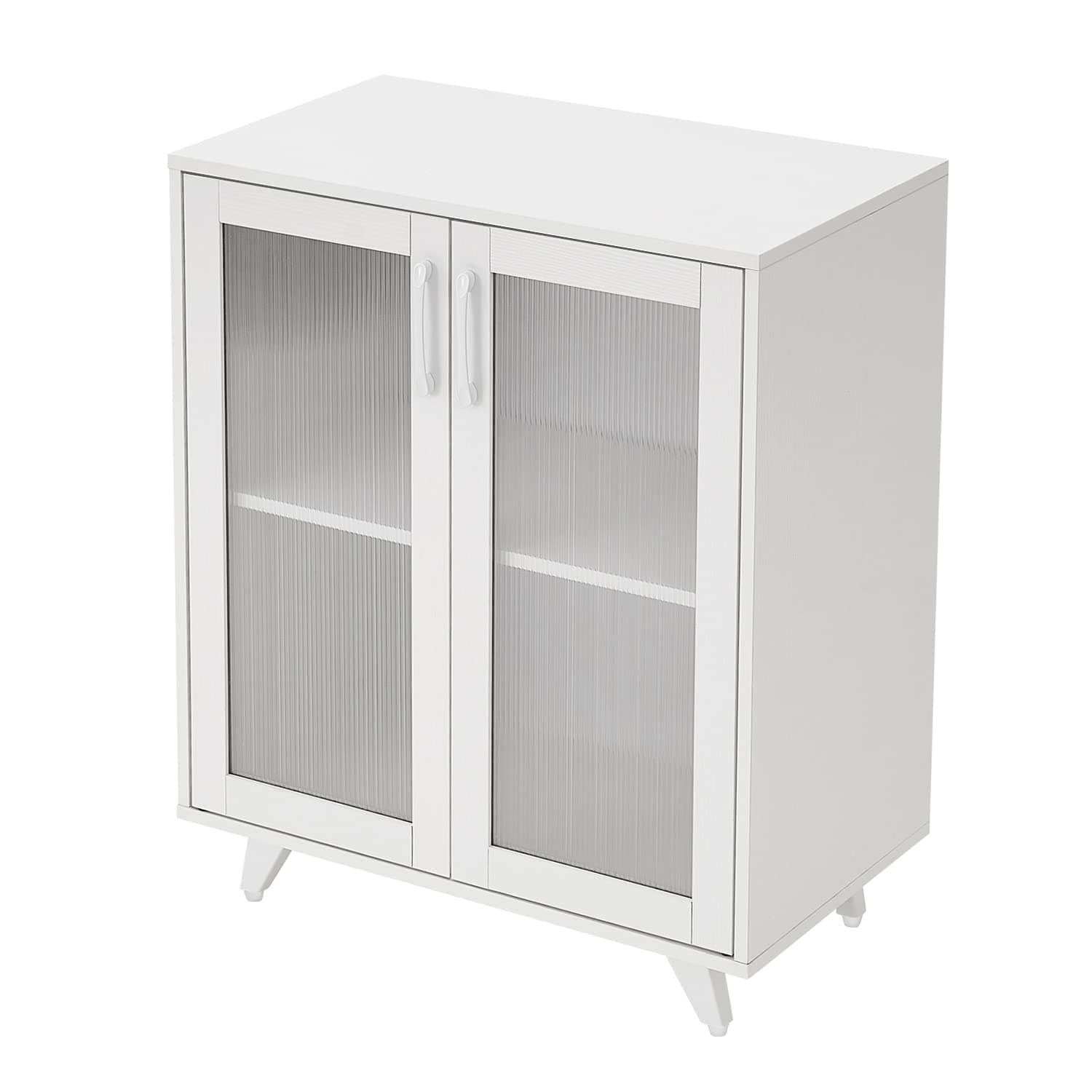 Kitchen Buffet Server Table Accent Sideboard Cupboard Server Buffet Console Table with Doors Cabinet (27inch, White)