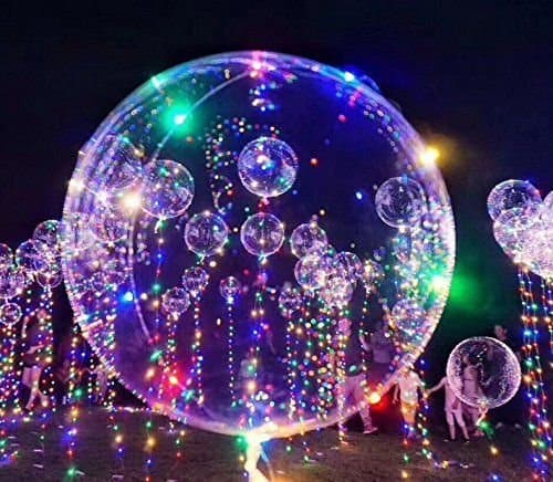 18 Inch 5/10/15/ PCS Led BoBo Balloon Flashing Color, Fillable Transparent Balloons with Helium, Great for Christmas Party, Decorations, Wedding and Party Decoration Lasts 72 hours. US Seller (5)