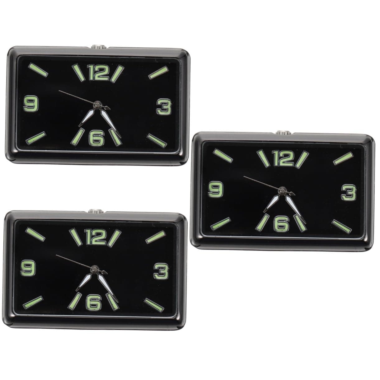 Mobestech 3pcs Car Clock Dashboard Square Analog Clock Adhesive Tiny for Vehicle