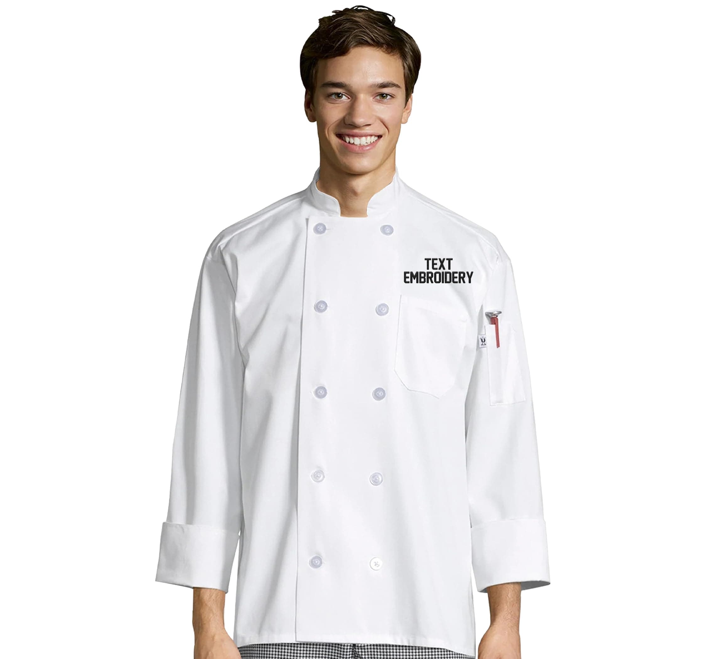 Custom Embroidered Chef Coat Your Text Name Logo Personalized Unisex Long Sleeve Chef Jacket Black