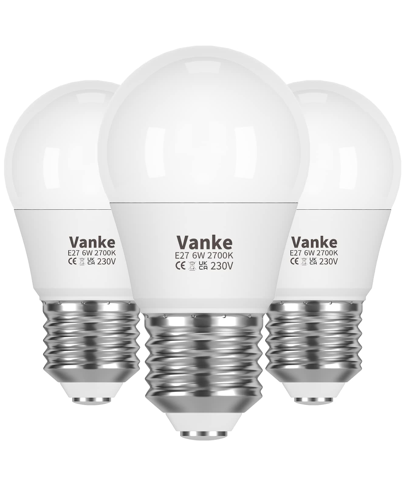 Vanke E27 Screw LED Bulb Warm White 2700K Yellow Light, 40W Equilavent, 6W Screw Golf Ball Light Bulbs, 470 Lumen, 3-Pack, Non-Dimmable