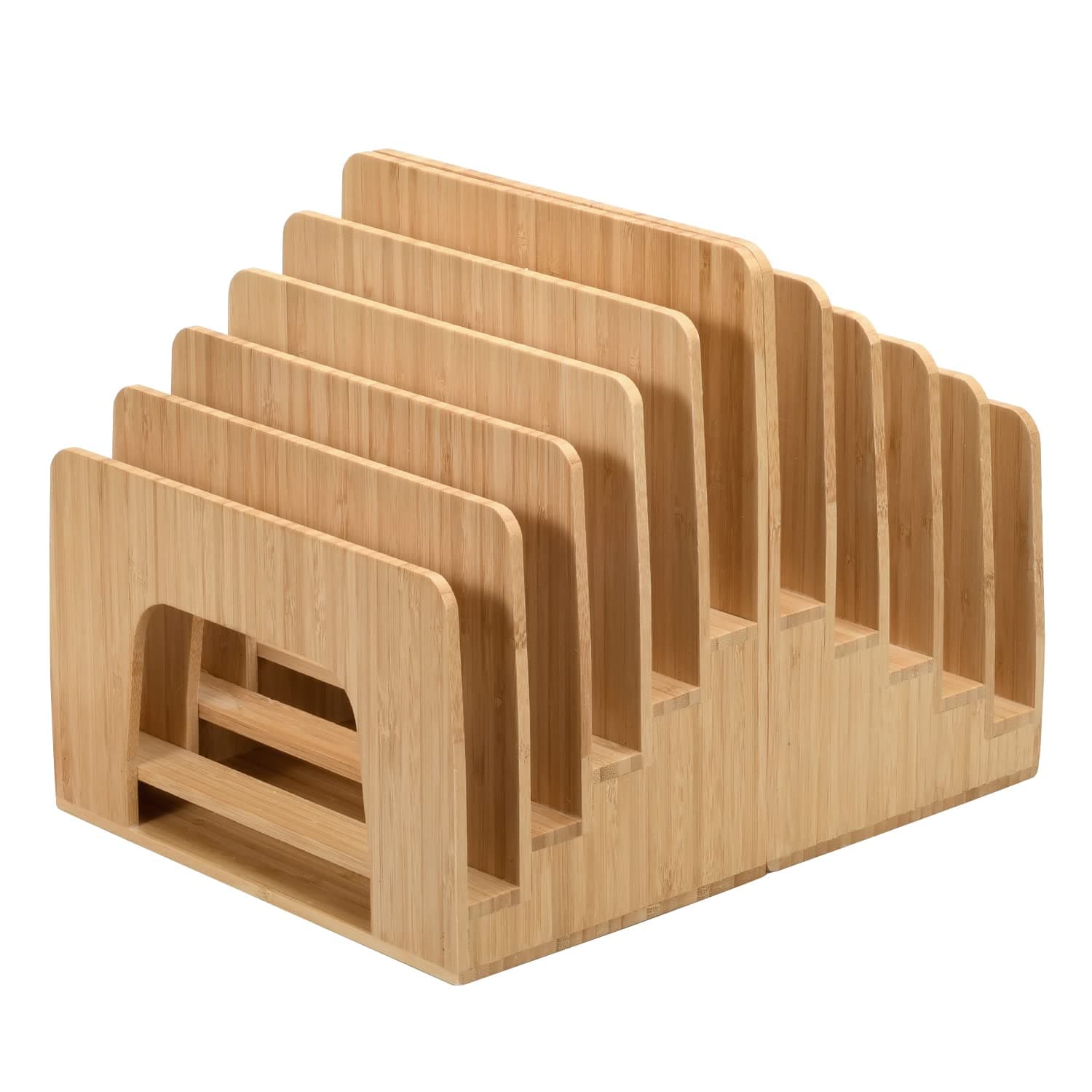 MobileVision Inclined File Folder and Paper Tray Organizer Bundle, Bamboo, 2 units included, 10 Slots