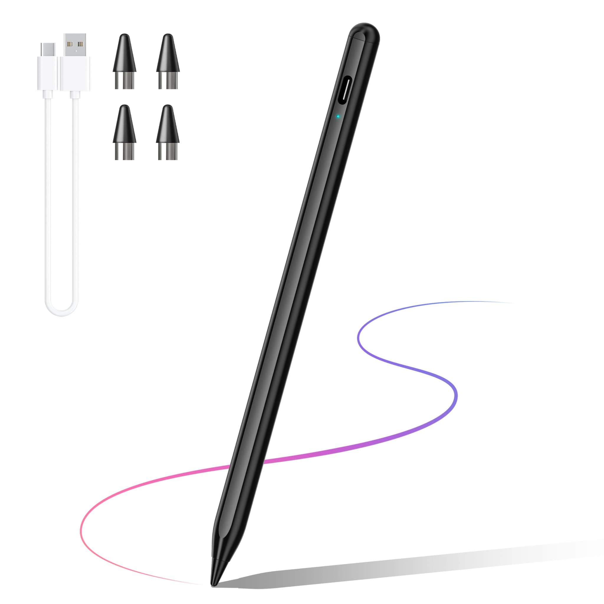 Stylus Pen for Touchscreen, Compatible with iPhone/iPad/Samsung Galaxy Tab A9+ & Android & iOS Phones Tablets, Rechargeable Stylist Pencil High Sensitivity Precision for Drawing Writing, Fast Charge