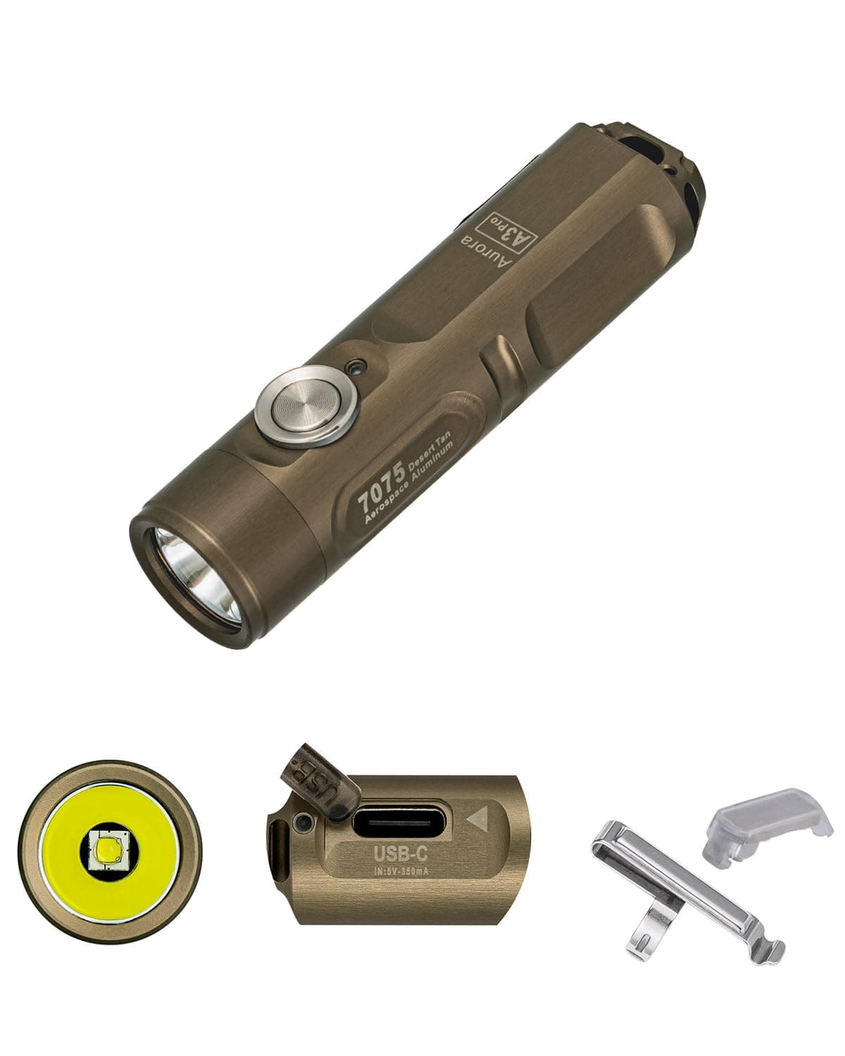 RovyVon A3Pro 6500K Keychain LED Flashlight, 700 Lumen Cree Super Bright with EDC Pocket-size,5Mode,Waterproof,USB Rechargebale Battery,Best for Camping,Emergency