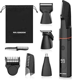 MAXGROOM 4 in 1 Body Hair Trimmer for Men, Men's Groin & Pubic Hair Trimmer, Waterproof Trimmer Kit for Comfy Whole Body Grooming