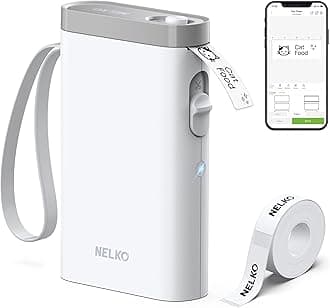 Nelko P21 Label Writer, Bluetooth Connection, Multifunctional Label Printer, Thermal Sensitive Compact Rechargeable Sticker Printer, Portable Label Organizer, Name Sticker, Price Label Sticker, Seasoning, Android & iOS Compatible, Japanese APP, Japanese Instruction Manual Included, Printable in Major Languages (White)
