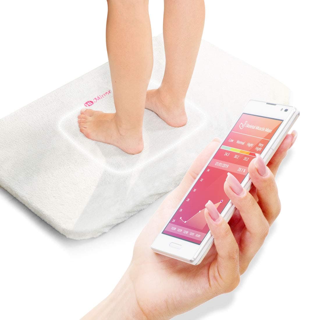 HiMirror Smart Body Scale with Mat: Bluetooth Body Scale, Body Composition Analyzer Health Monitor with iOS and Android APP for Body Type,Weight,Fat,Water,BMI, Muscle Mass Mass