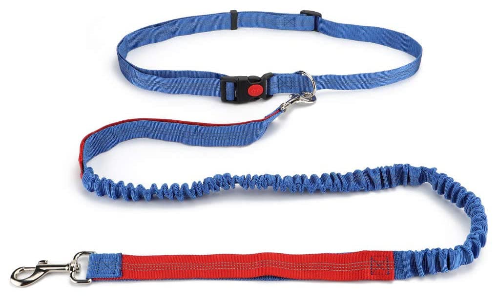 Hands Free Dog Leash, Retractable Dual Handle Bungee Leash, Adjustable Waist Dog Running Belt for Running, Walking, Training, Hiking, Traveling（Blue/Red）