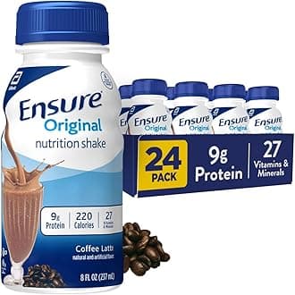 Ensure Original Coffee Latte Nutrition Shake | Small Meal Replacement Shake | Ready To Drink | 9g Protein, 27 Vitamins and Minerals | 8 fl oz - 24 Pack