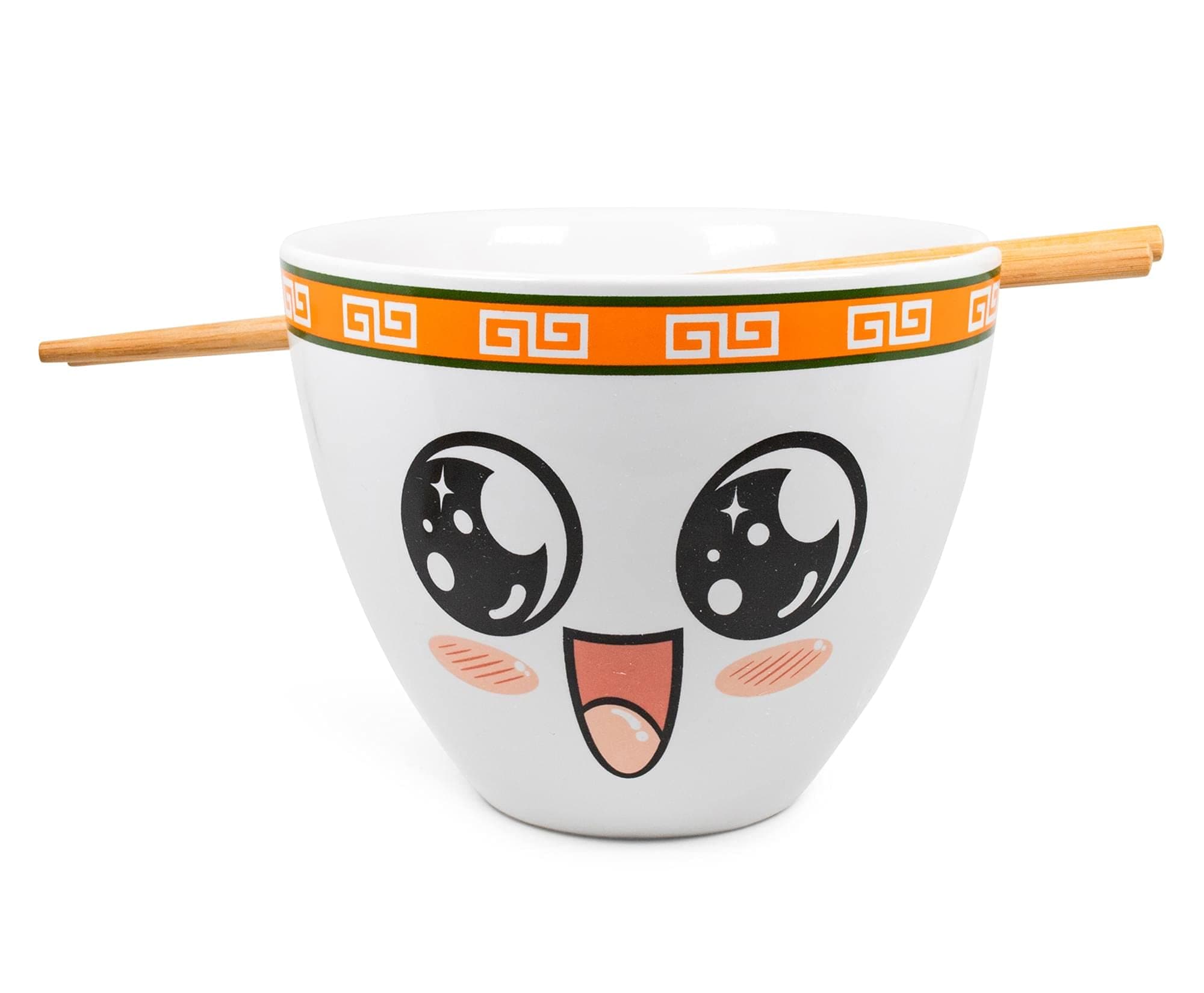 Bowl Bop Pho-Kin Good Japanese Ceramic Dinnerware Set | Includes 16-Ounce Ramen Noodle and Wooden Chopsticks Asian Food Dish For Home & Kitchen Kawaii Anime Gifts,Snack Collectible Orange