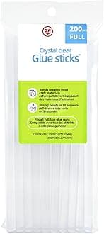 200 Count - Crystal Clear Hot Glue Sticks - Full Size, 5.9" x 0.27", All-Purpose Glue for Crafting, Wood, Metal, Glass, Plastic, Fabric, Foam - Ideal for DIY, Scrapbooking & More