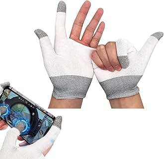 – ELECDON E-Sports Gaming Gloves, Gaming Finger Sleeves, Anti-Sweat Breathable, Thumb Sleeves for Highly Sensitive Nano-Silver Fiber Material + Nylon, for PUBG Mobile Phone Games Accessories