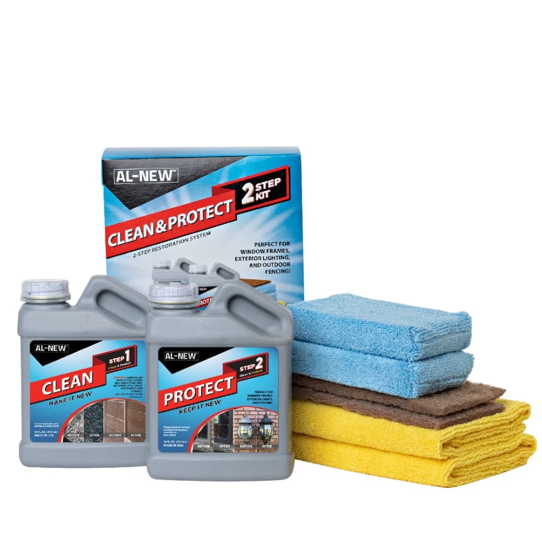 2 Step Clean & Protect Kit | Clean, Restore, & Protect Your Outdoor Patio Furniture, Garage Doors, Exterior Lights, Window Frames, and More (16 Ounce Kit)