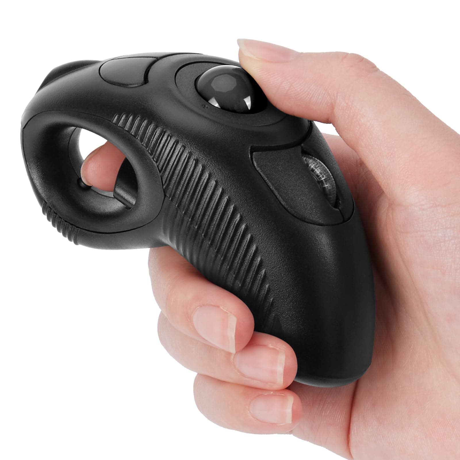 welspo Wireless USB Handheld Finger Trackball(Black) Mouse with Laser Pointer