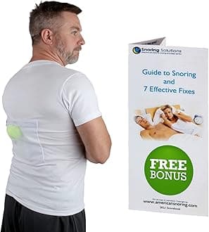 Stop Snoring T-Shirt - Snore Stopper - Most Comfortable Snoring Aid. Health Expert Recommended for Back Snorers! Eliminates Snoring by Adjusting Your Sleeping Position. Guide to Snoring Ebook (Large)