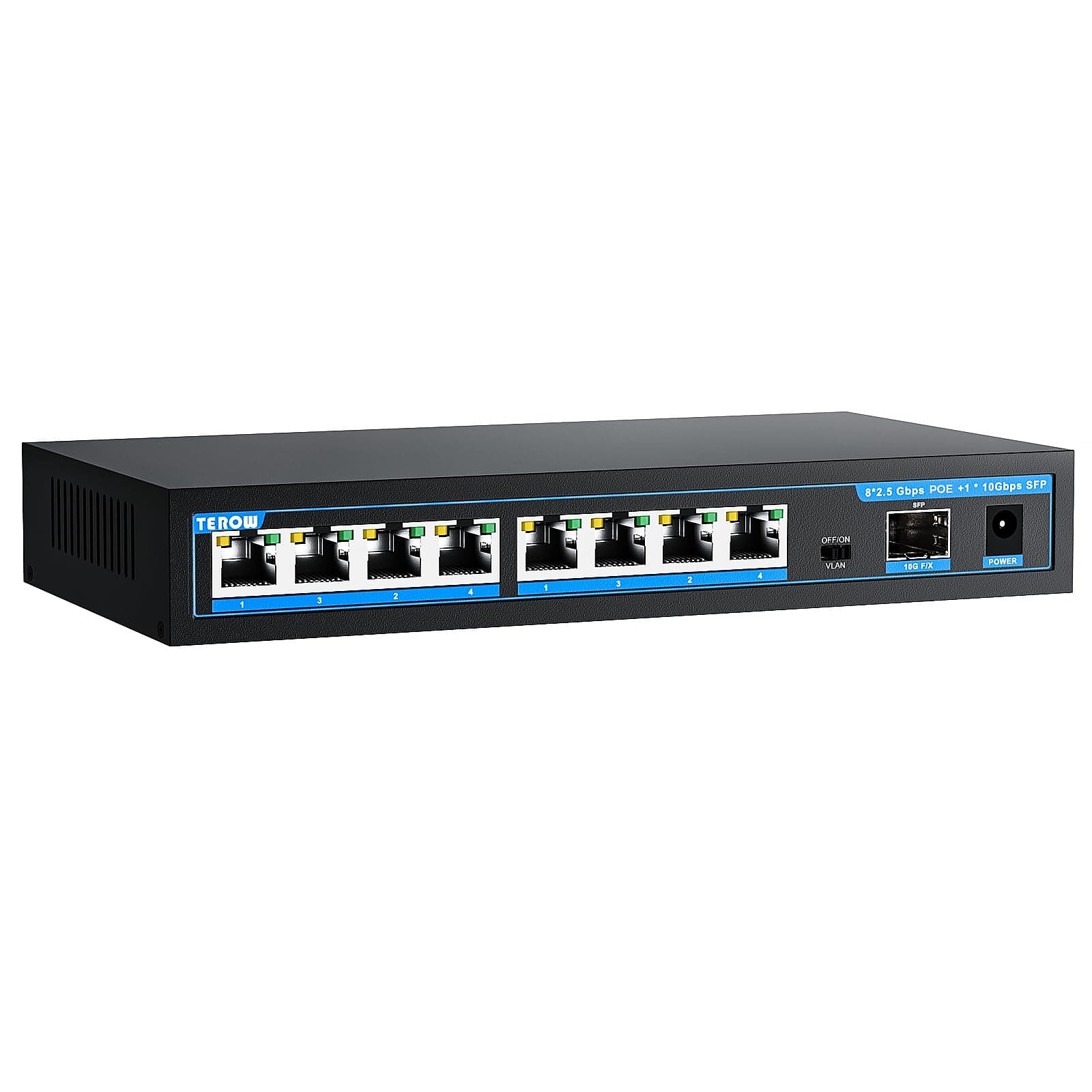 9-Port 2.5G Poe Ethernet Switch Unmanaged, 8 x 2.5G Poe Base-T & 1 x 10G SFP, Multi-Speed Network Switch, Compatible with Gigabit & 10Gb, Desktop/Wall Mount, Ideal for AP, NAS, PC