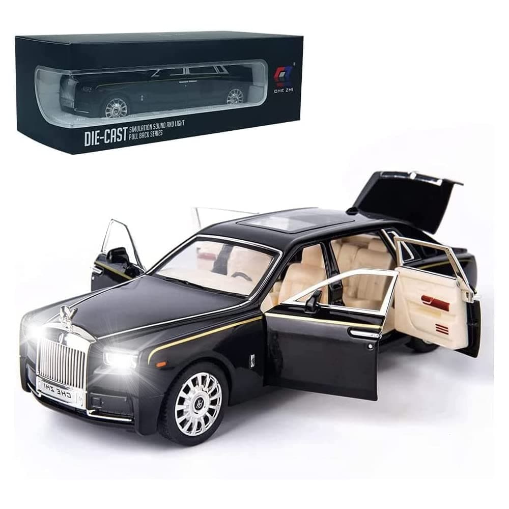 S SGTT PRO SGTT PRO Car Model 1/24 Rolls.Royce Phantom Model Car,Zinc Alloy Pull Back Toy car with Sound and Light, Birthday Christmas Gift For Boys and Girls (BLACK)