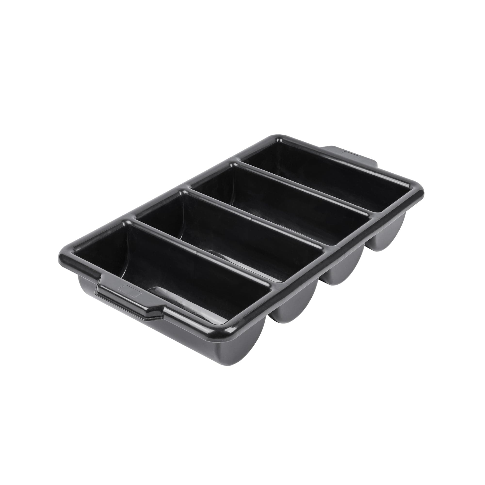 21.9 x 14.2 x 3.5 Inch Silverware Organizer, 1 Crack-Resistant Cutlery Tray - 4 Compartments, Built-In Handles, Black Plastic Utensils Drawer Holder, For Kitchen Organization