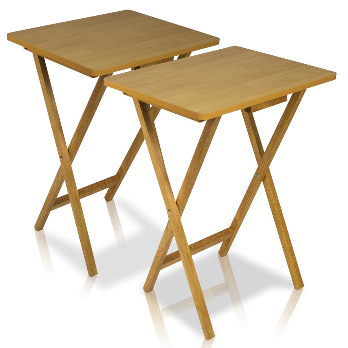 Furinno 2-Piece Easi TV Tray Folding Table Set, Beech