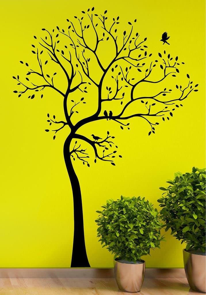Big Tree with Bird Wall Art Mural Vinyl Decal Removable Sticker Home Deco-72" Tall Sold By "Silhouette Society"