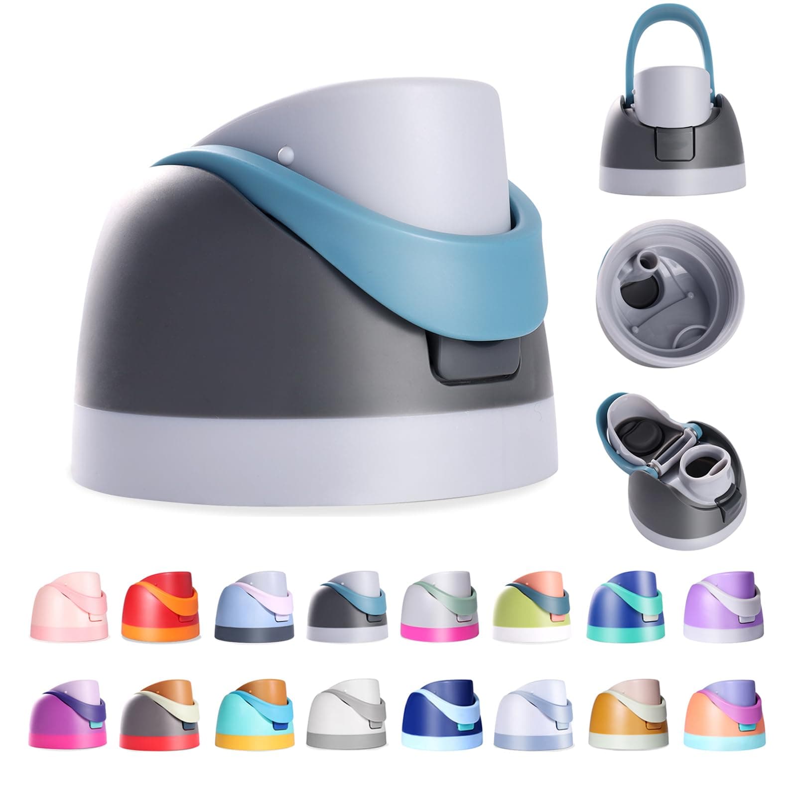 Replacement Lid for Owala Freesip, Compatible with Owala Cup 16oz 24oz 32oz 40oz, One Button Water Bottle Top Lid Replacement Accessory, Leakproof, BPA-Free (Grayish Blue)