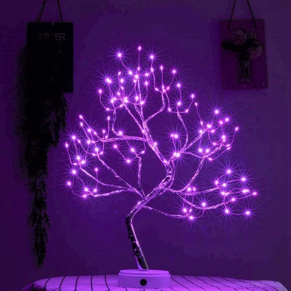 U-HOOME Upgraded Copper Wire Tree Branch Decorative Table Lamps - USB & Battery Powered, 108, Warm White