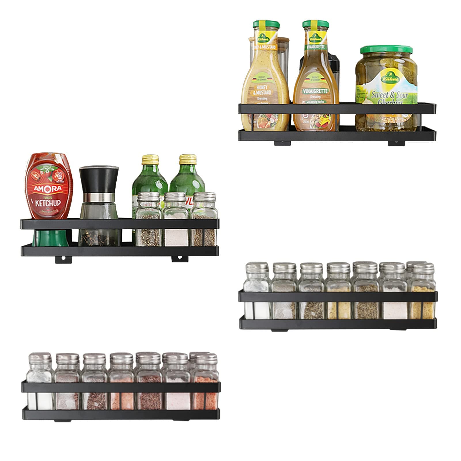 RedCall 4 Pack Spice Rack Organizer for Cabinet or Wall Mount,Large Hanging Spice Shelf Storage for Kitchen,Space Saving Seasoning Rack,Sturdy Cupboard Pantry Door Spice Racks,shower caddy