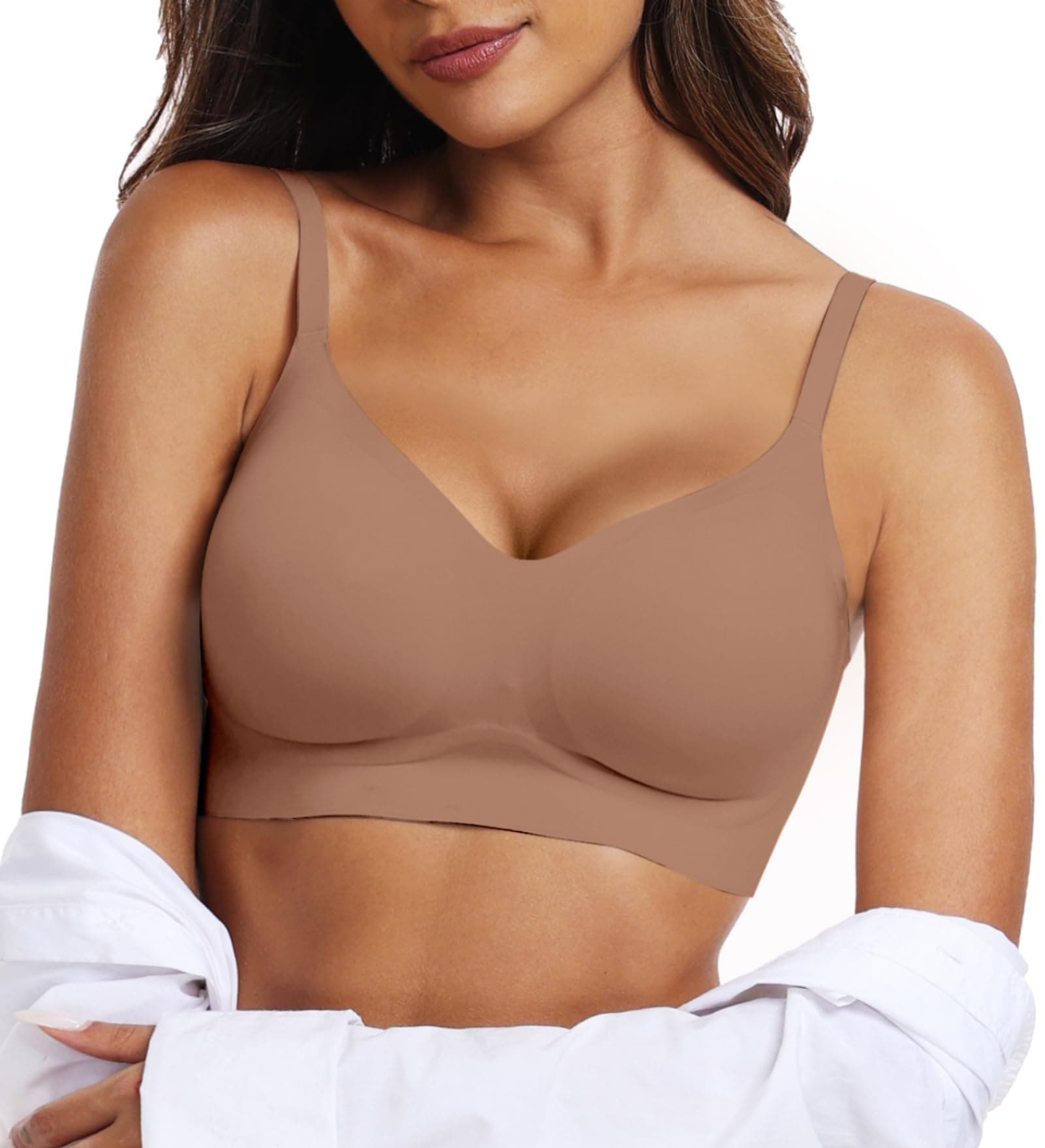 Womens Wireless Jelly Bras Comfortable Push Up Bra No Underwire Gel Bra Full Support Lift Everyday Seamless Tshirt Bras