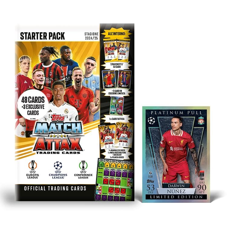 Topps Match Attax 24/25 - Amazon Starter Pack Exclusive! 48 Match Attax cards including a guaranteed Platinum Pull LE and more! Kickstart your collection now!
