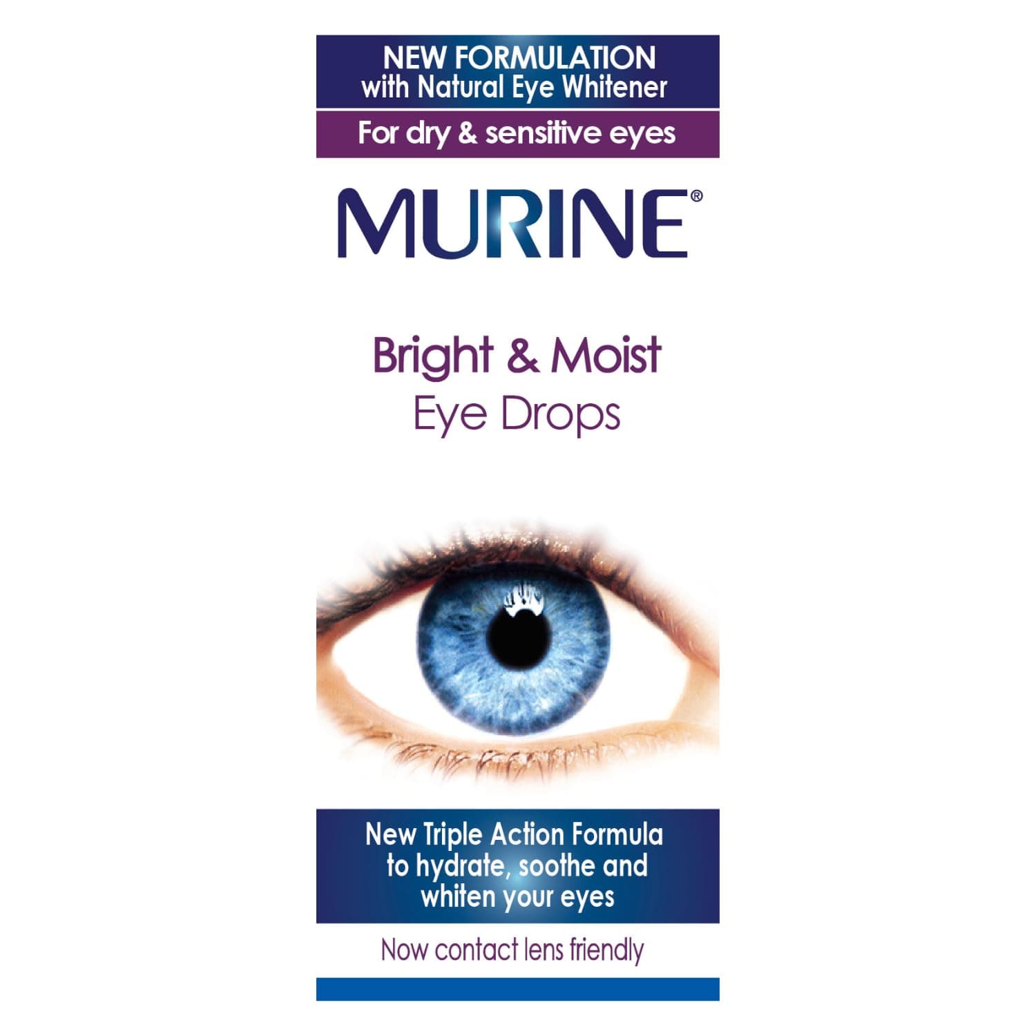 Murine Bright & Moist Eye Drops to Whiten Eyes as Well as Hydrating and Soothing Dry and Sensitive Eyes, 15ml