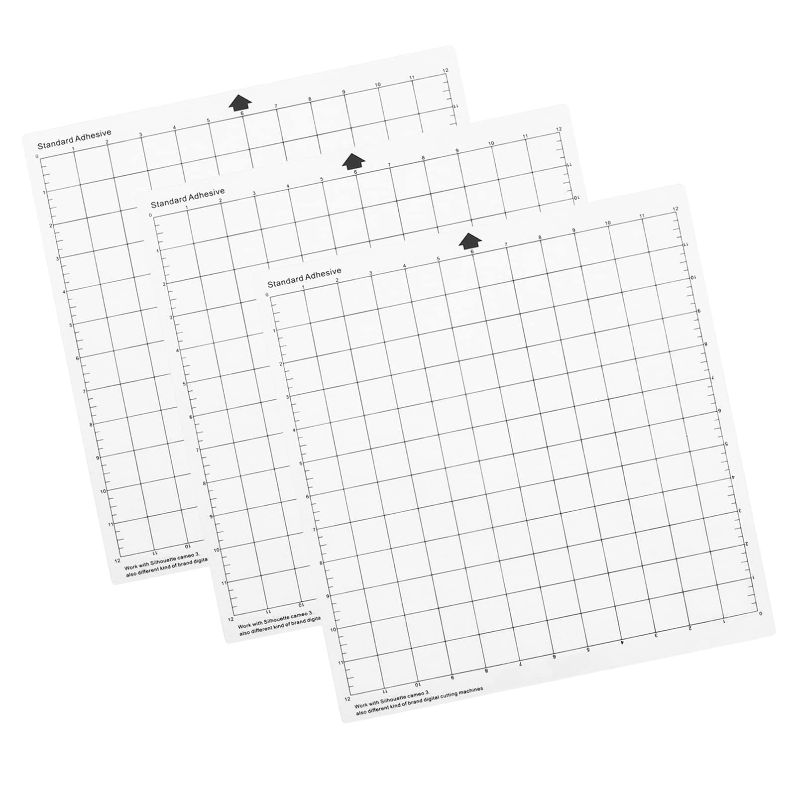 Cutting Machine Special Pad 12 Inch Measuring Grid Replacement Translucent PP Material Adhesive Mat With Clear Film Cover for Silhouette Cameo Plotter Machine 3PCS