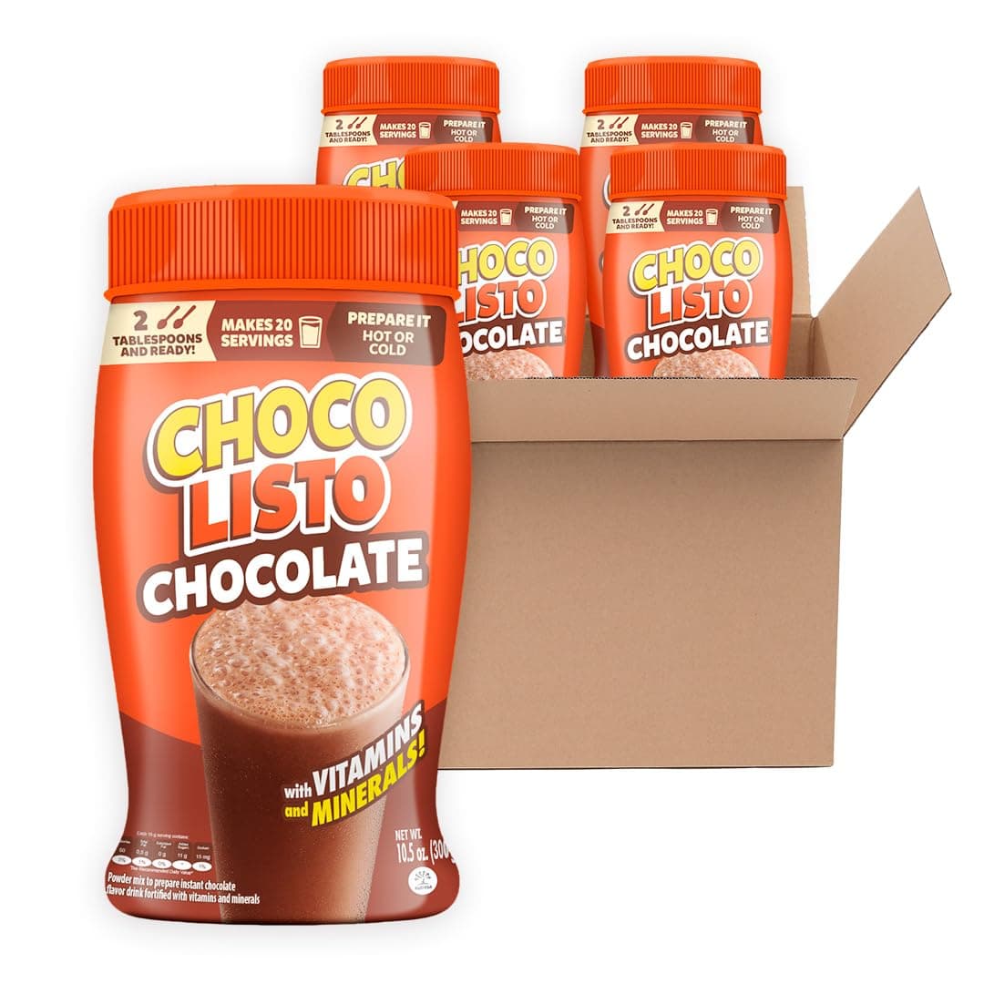 Chocolisto Instant Chocolate Drink, Nutritious Beverage with Vitamins and Minerals, 10.5 oz per Pack, Pack of 4.