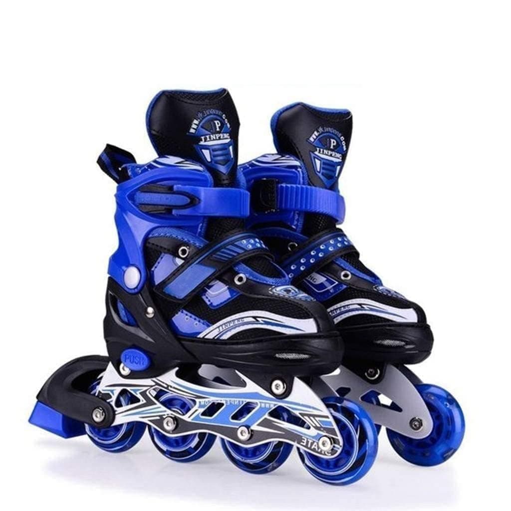 JINU New Inline Skates, Adjustable Inline Roller Skates for Boys Kids & Girls, Skating Shoes for Kids 6-12 Unisex Outdoor Skating Shoes Roller Blades with Led Flash Lights Featuring Wheels