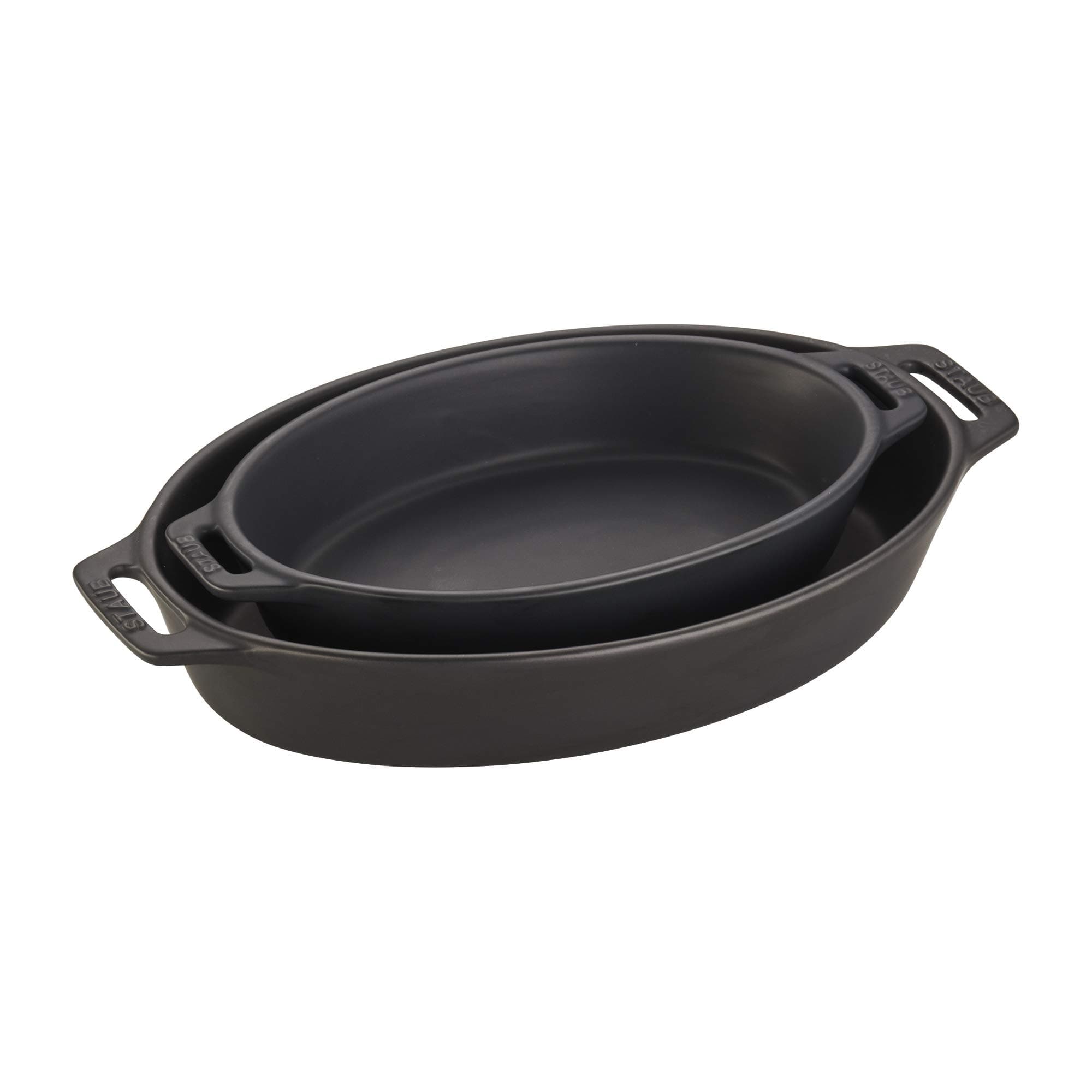 Ceramic 2-piece Oval Baking Dish Set - Matte Black