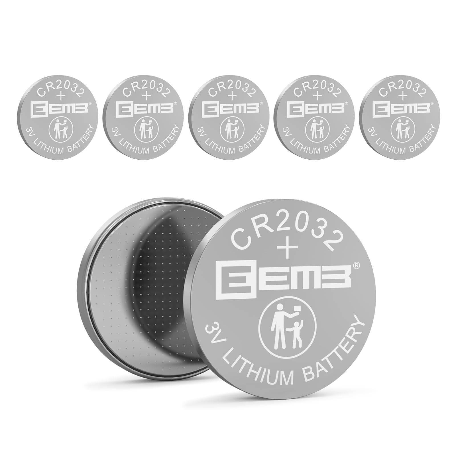EEMB 5PACK CR2032 Battery 3V Lithium Battery Button Coin Cell Batteries 2032 Battery DL2032 ECR2032 LM2032 for Remotes Watches Calculators Medical Devices Computer Motherboards Key Fobs
