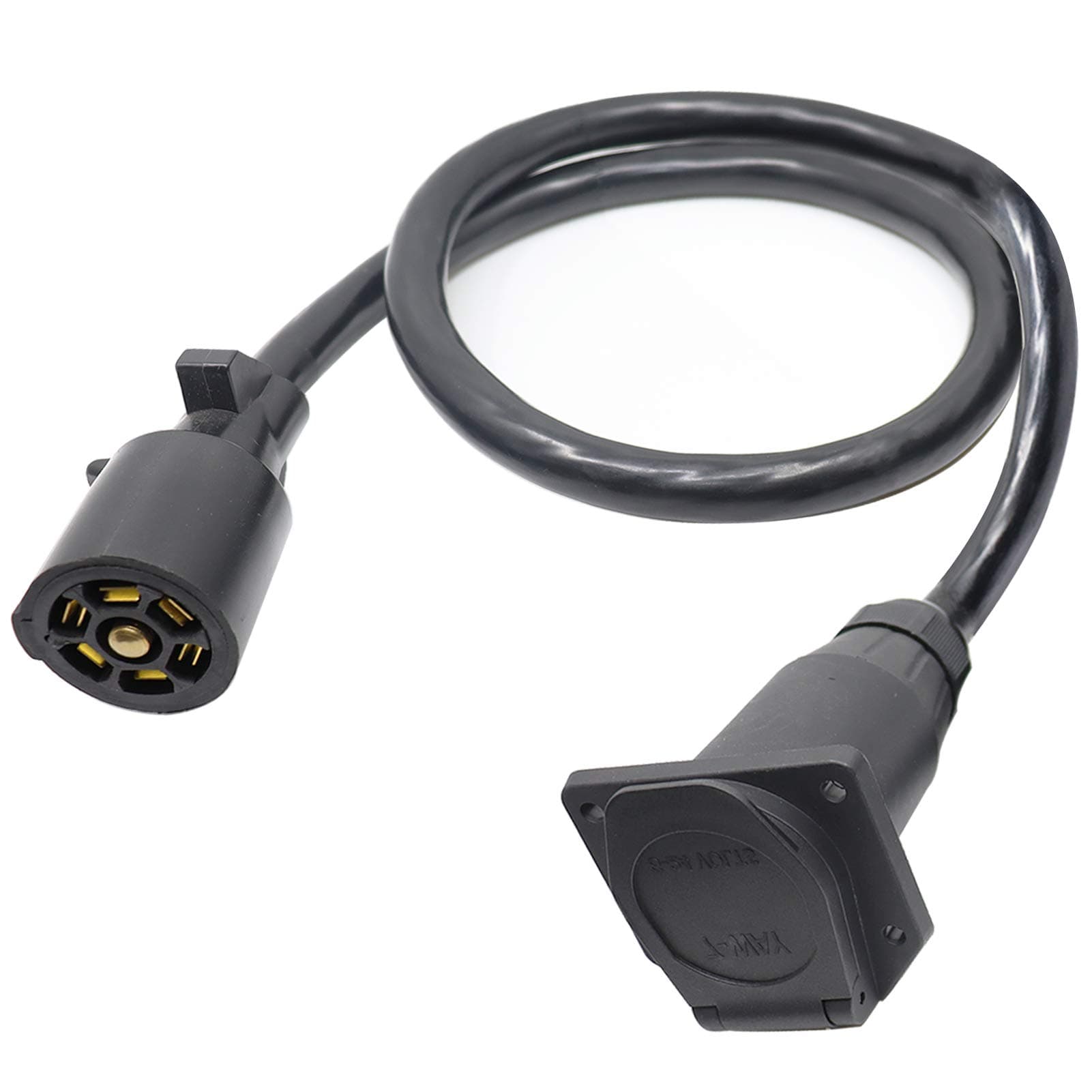 7-Way Trailer Wire Extension Cable Cord 8 FT 7-Blade Trailer Wiring Connector Socket for RV, Truck, Caravan, 5th Wheel or Gooseneck - Heavy Duty and Waterproof