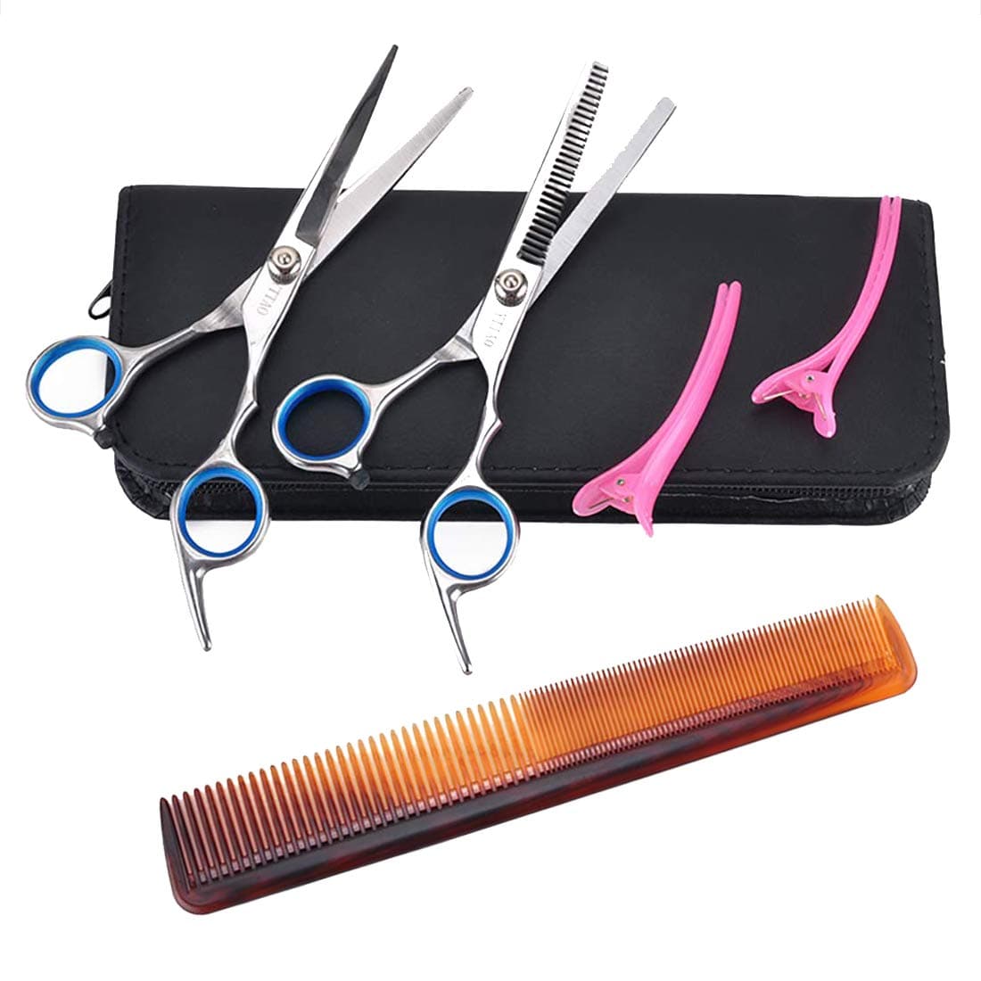 YTTAO professional hair cutting scissors shears Thinning Texturizing set ,Size 6Inch,with hair comb for personal and professional barber