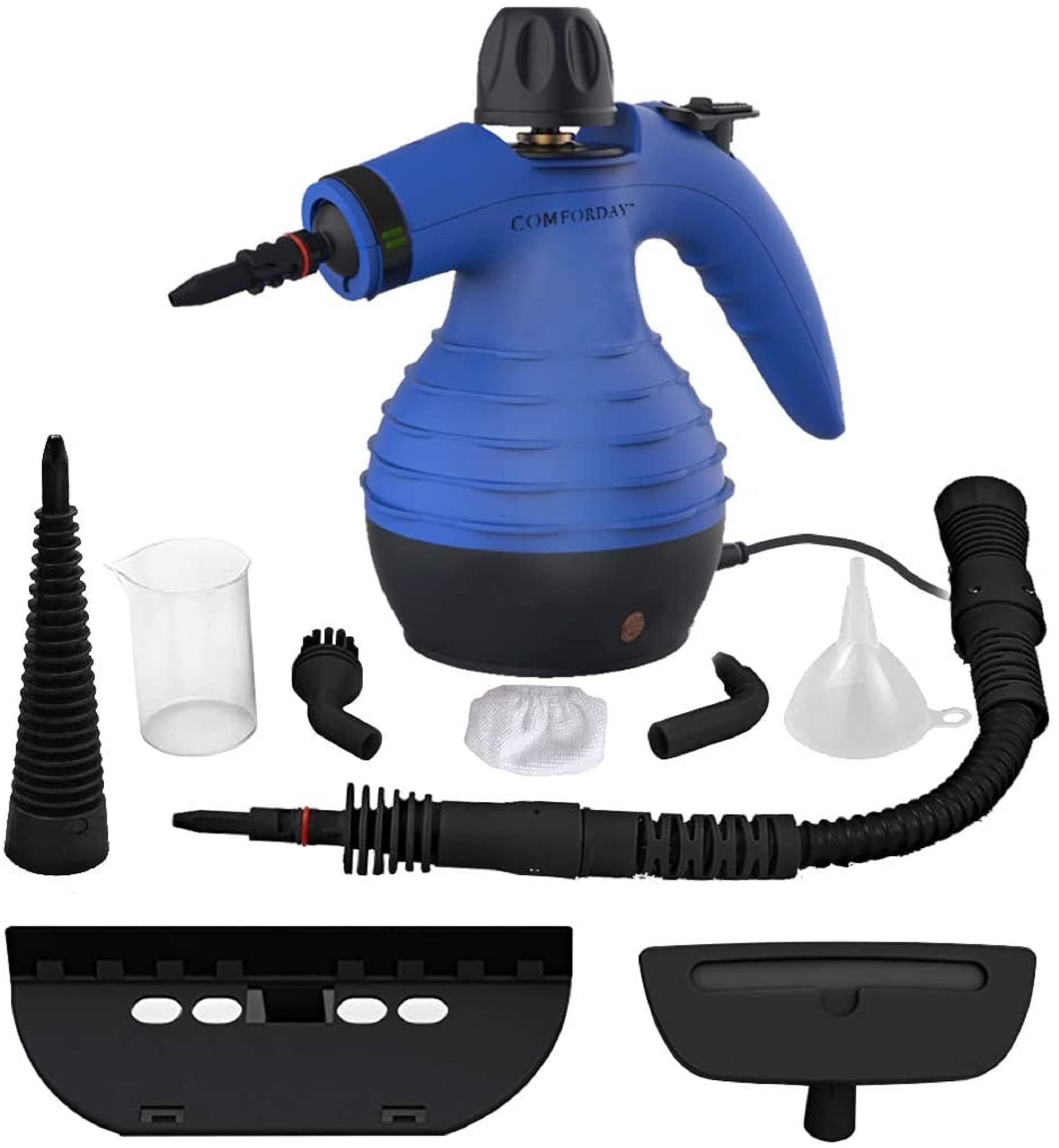 Comforday Handheld Pressurized Steam Cleaner- Multi- Purpose Steamer with 9-Piece Accessories Steam Cleaning Machine for Stain Removal, Curtains, Car Seats,Floor,Window Blue,11.8x9.8x5.9in,4.6lb