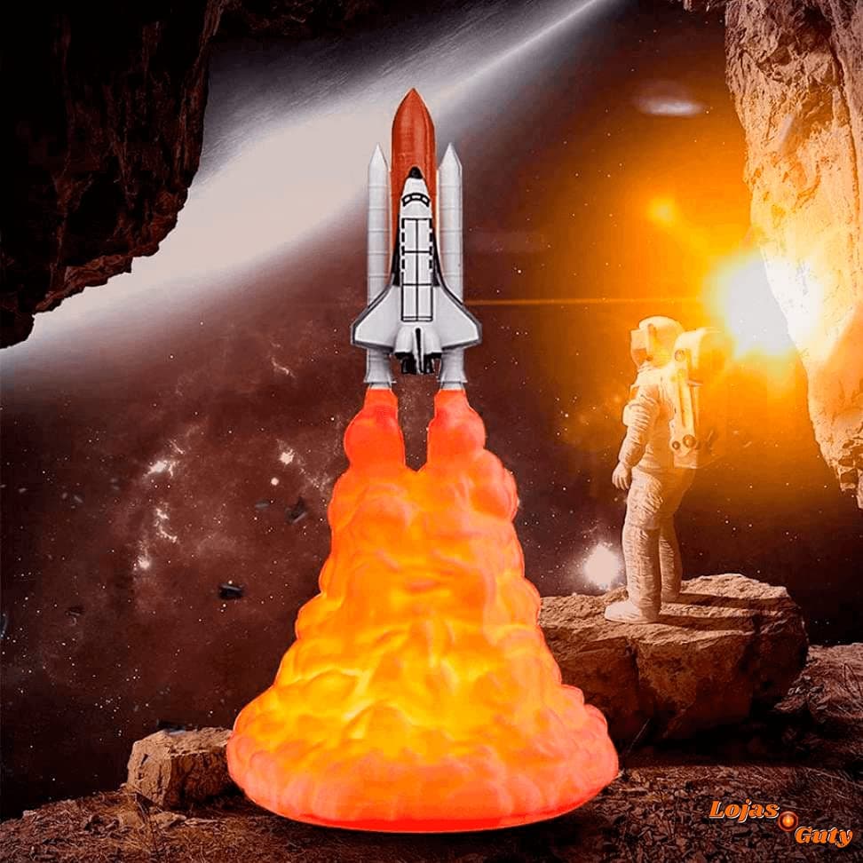 PREKIAR 3D Print Rocket Lamp, Space Shuttle Lamp Night Light 8.66Inch/22cm Moon Lamp Materials with USB Rechargeable for Rocket Lovers