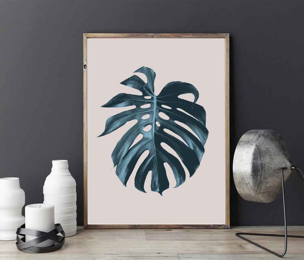 Monstera Leaf Print, Botanical Print, Wall Decor, Minimal Wall Art, Watercolor Art, Plant Illustration, Tropical Leaf Poster, Nordic Design.