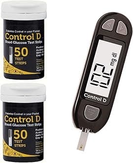 Control D Blood Glucose Monitor (Pack of 100 Strips, Black)